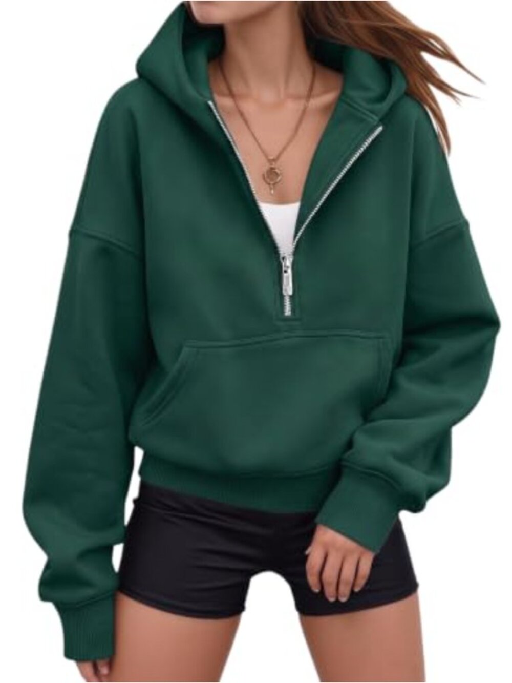 Womens Oversized Half Zip Hoodie Sweatshirt with Pocket Fleece Lined Pullover